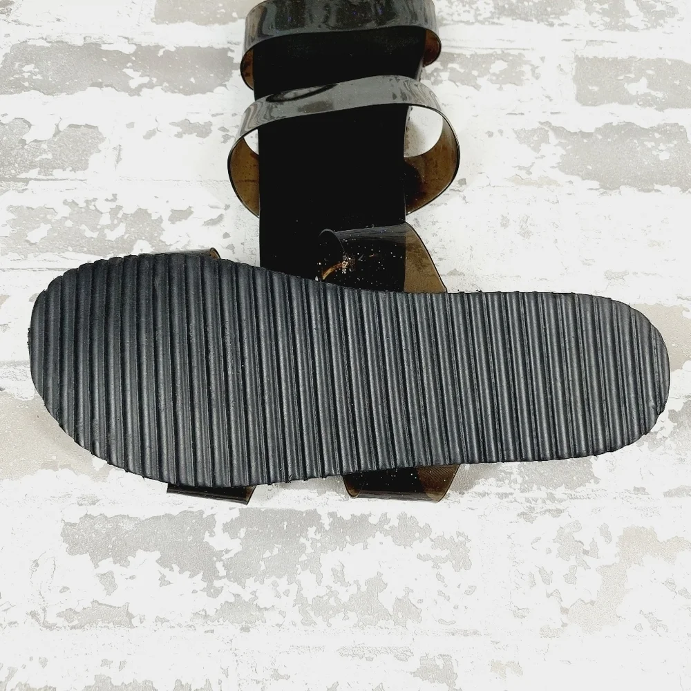 NEW BP. Black Strappy Slip On Summer Flat Unisex Beach Sandals M1000